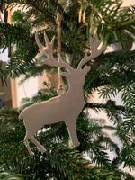 Weihnacht Anhänger Hirsch beige mit Glimmer