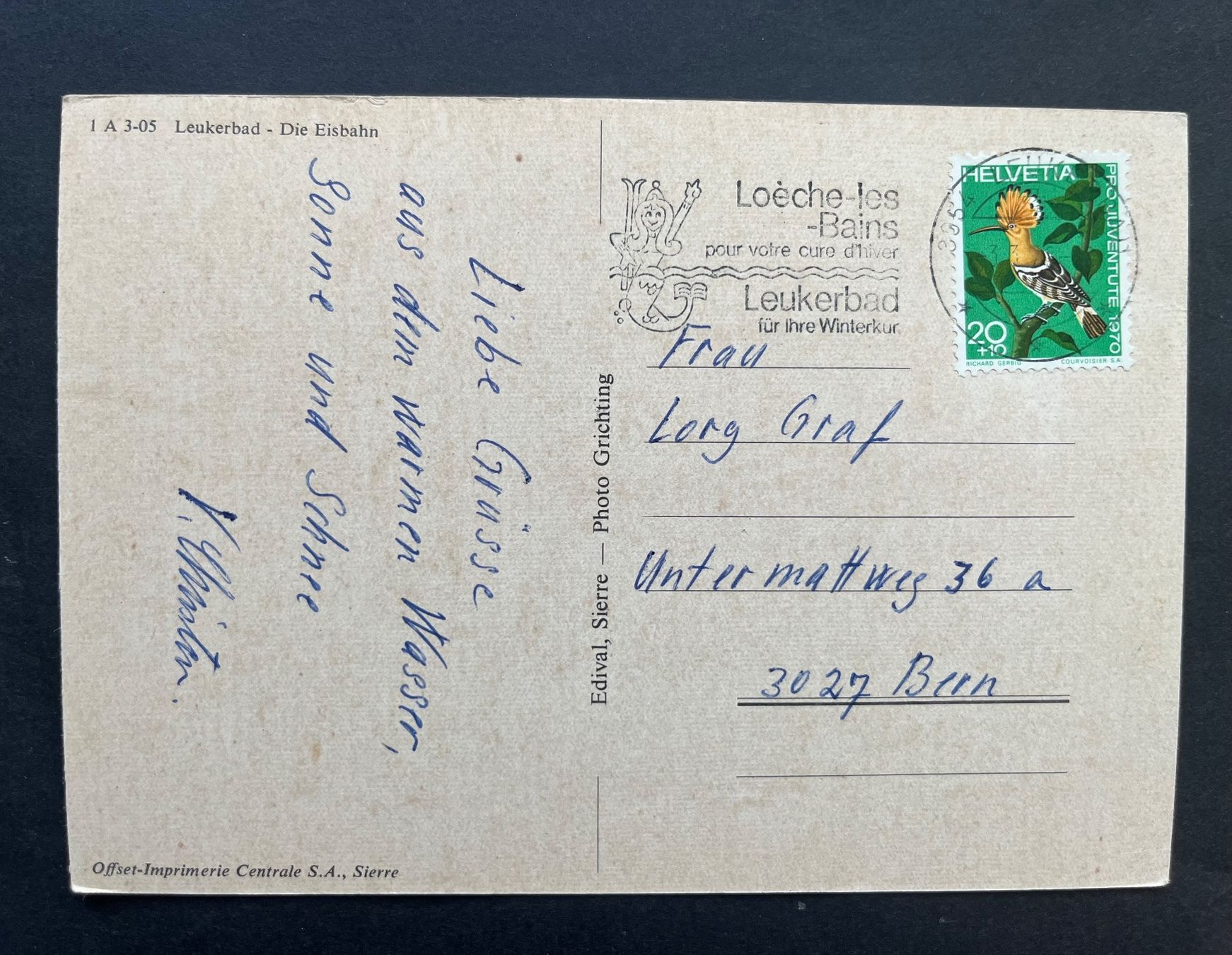 Cartoline postali: Leukerbad - Die Eisbahn, ca. 1970 – Usato da Ostermundigen venduto da DaxKarten-75 1