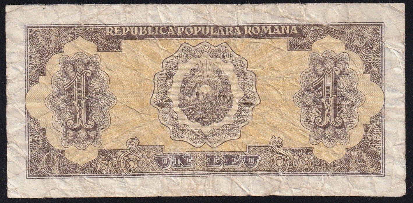 Banconote: Rumänien 1 Leu 1952 – Usato da Brugg AG venduto da banknoten_muesli 1
