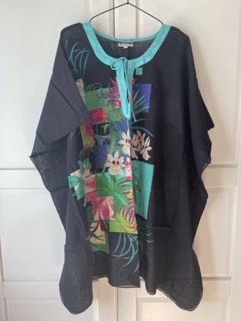 Kaftan Sommer Tunika Oversize Schwarz/Bunt one size