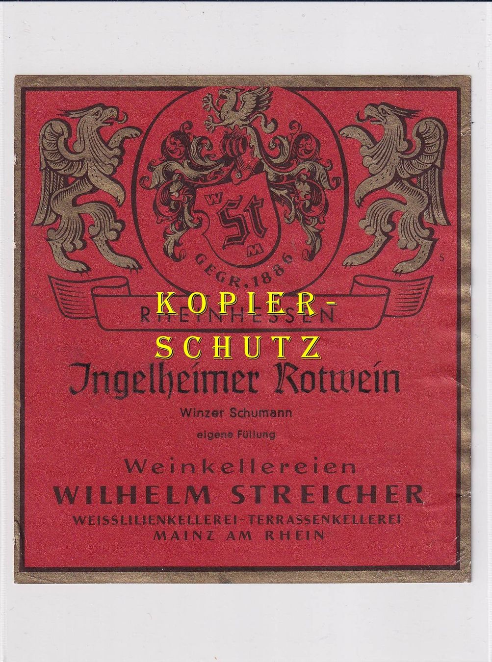 Papiere: Etikette - Jngelheimer Rotwein /bd – Gebraucht aus Hombrechtikon von Rudolf07