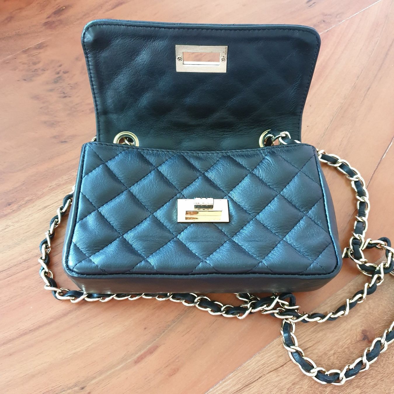 Borse da donna: Stepptasche schwarz/gold, Echtleder – Nuovo (secondo la descrizione) da Neuendorf venduto da DeSiriA 3