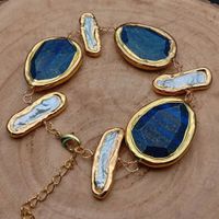 Wunderbar Lapislazuli Perlen Armband Perle 20.5cm Bracelet