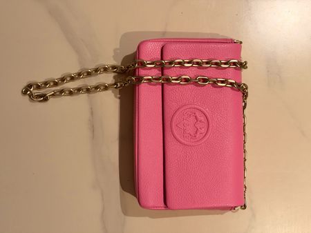 Sac bandouliere SY&ME cuir rose, chaine doree, NEUF