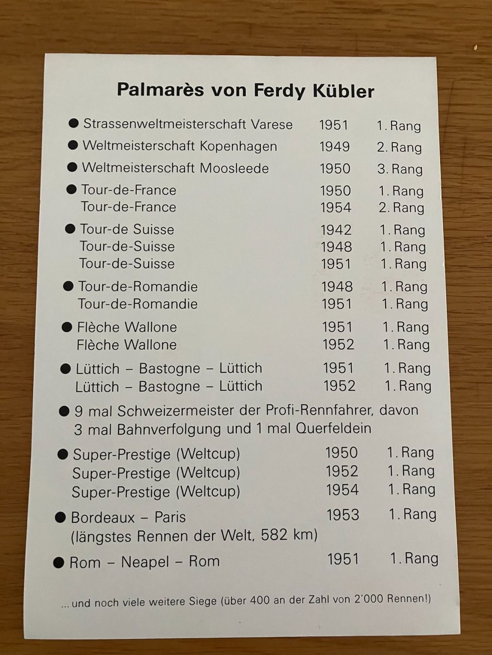 Autografi: Autogramm Ferdy Kübler – Nuovo (secondo la descrizione) da Richterswil venduto da solalex 1