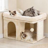 Kratzbaum 35 cm Katzenbaum mit Ruhebett Katzenhaus Beige