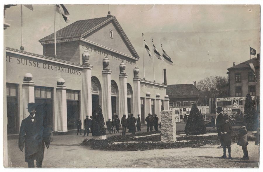 Cartoline postali: Basel, Schweizer Mustermesse, belebt, gelaufen 1918 – Usato da Frauenfeld venduto da POML