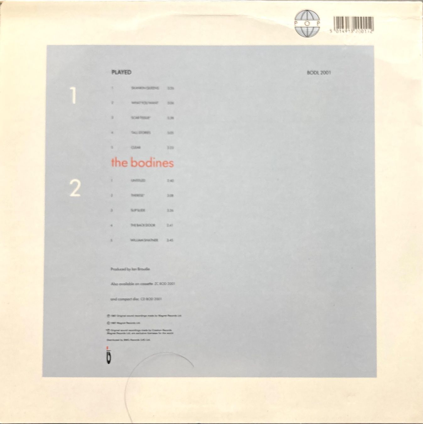 Dischi in vinile: THE BODINES - PLAYED – Usato da Poliez-Pittet venduto da Newtown-Records 1