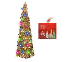 Pop Up Weihnachtsbaum mit Beleuchtung, 1,5m goldfarbig