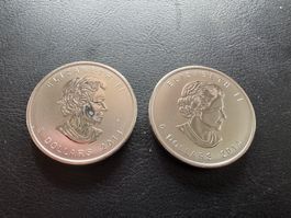 2 pièces en argent pur (999.9/1000) de 1 once Canada