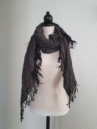 Schal 100% Wolle, braun/schwarz / 34 x 170 cm