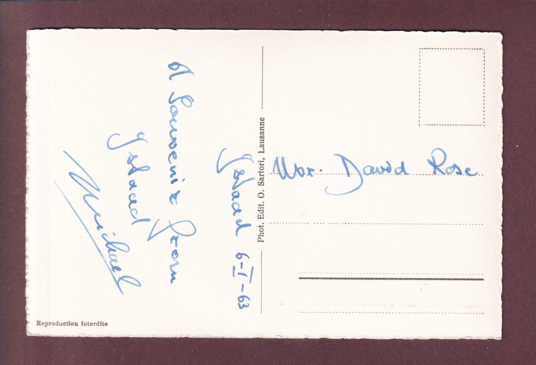 Cartoline postali: GSTAAD unter Schnee - 1963 – Usato da Pully venduto da nicecards 1