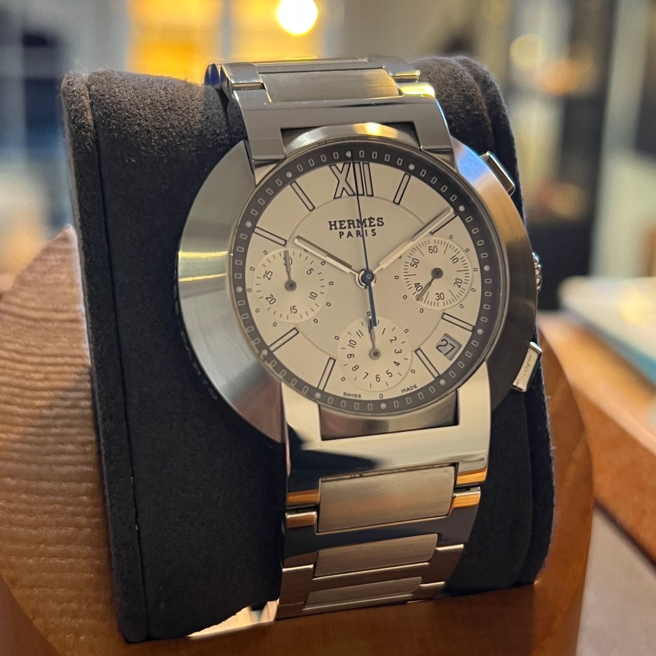 Hermès Orologi: Hermès Nomade Auto-Quartz Chronograph N01.910 – Usato da Carouge GE venduto da Watchaser 1