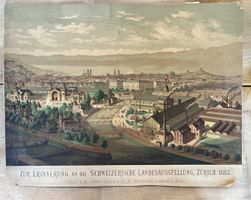 Lithografie auf Karton der ersten Landesausstellung 1883
