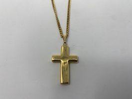 Kette mit Kreuz Gold 750 Gelbgold Halskette Panzerkette