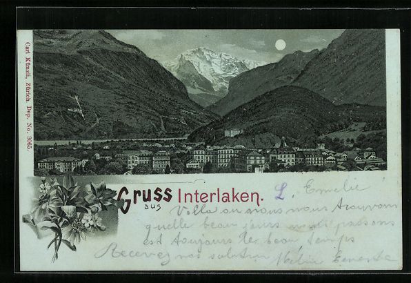 Cartoline postali: Mondschein-Lithographie Interlaken, Tota – Usato da Berlin venduto da bartko-reher