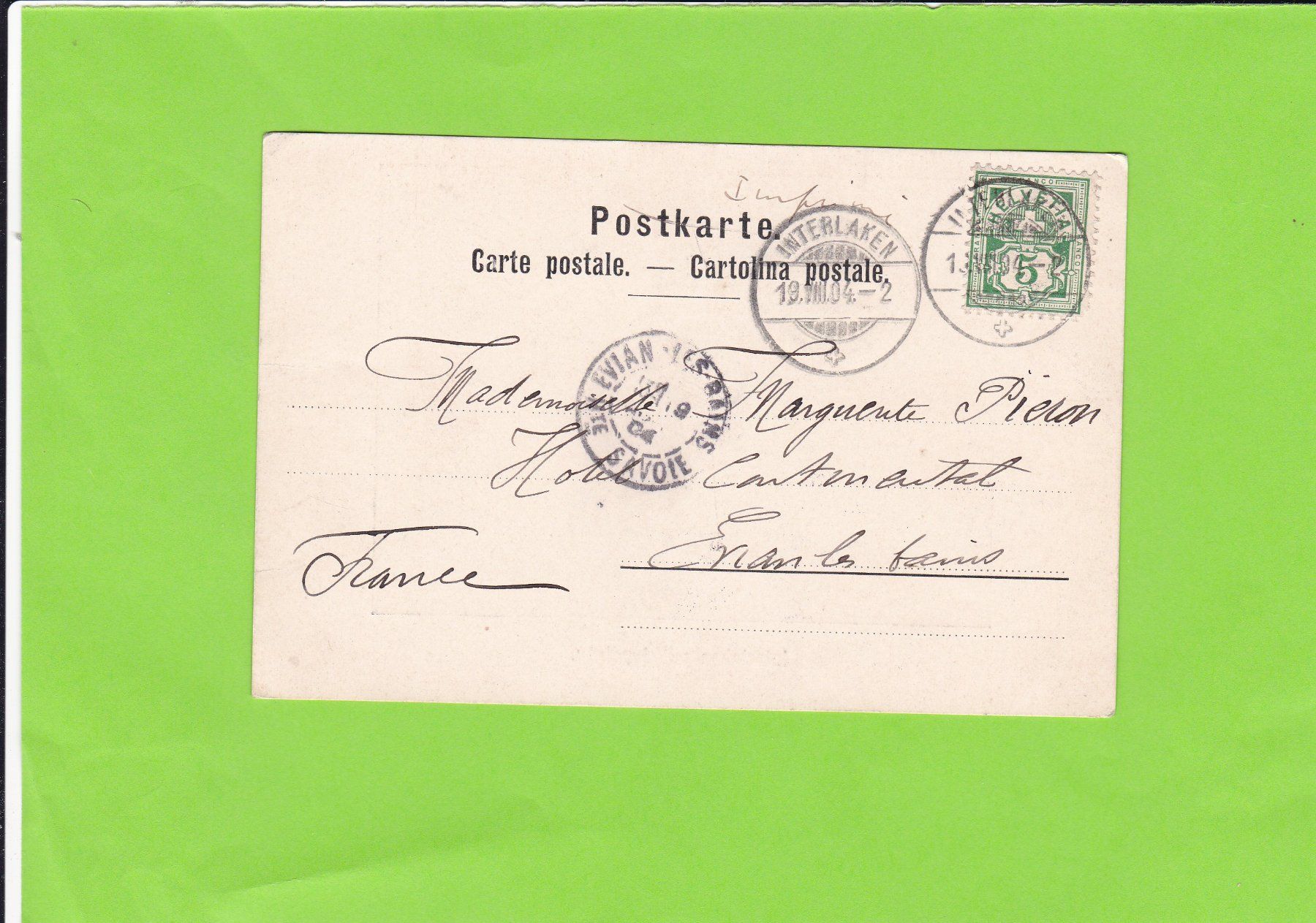 Cartoline postali: Interlaken mit Jungfrau – Usato da St. Peterzell venduto da neckertal 1