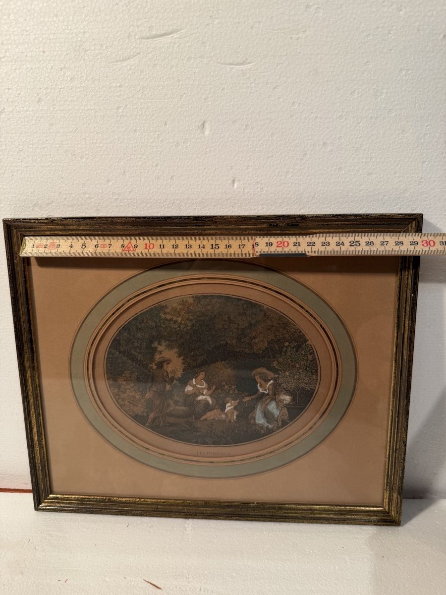 Dipinti: Charming Antique Print: 'Les Jumeaux' Framed Oval Artwork – Usato da Lausanne venduto da artnouveau05 2