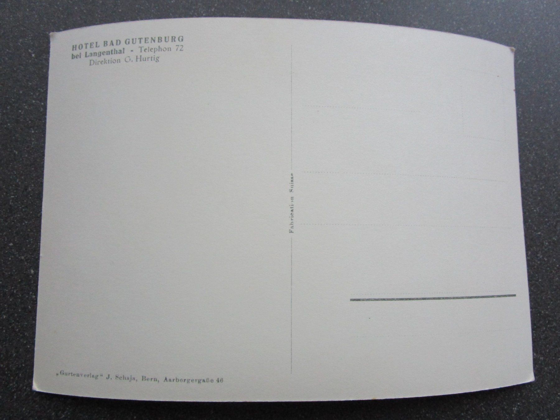 Cartoline postali: Hotel Bad Gutenburg Langenthal – Usato da Rubigen venduto da Menthe 1