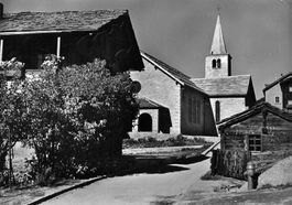 Grächen VS Dorfansicht Kirche Alpen G
