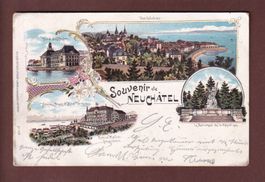 Souvenir de NEUCHÂTEL - 1900 UPU Litho // pli d'angle //