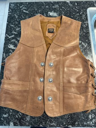 Harley Davidson Leder Weste mit Totenkopf Knöpfen Grösse L