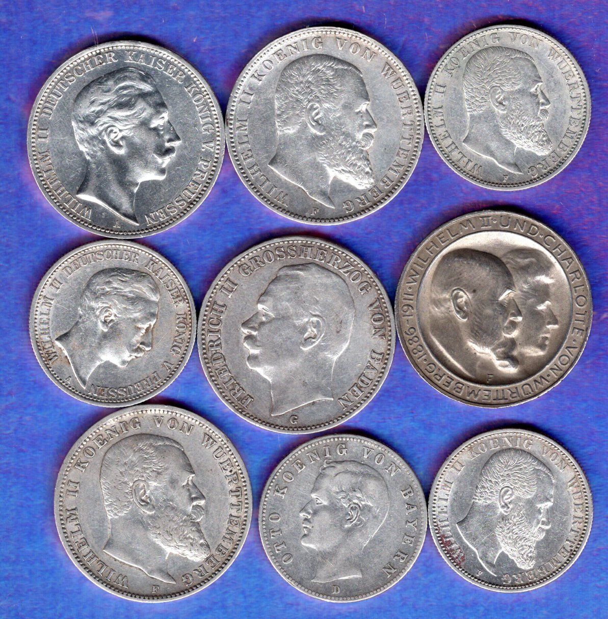 Tutti le monete: Germany coins 9 stück silber nice lot – Usato da Leibstadt venduto da baroc333