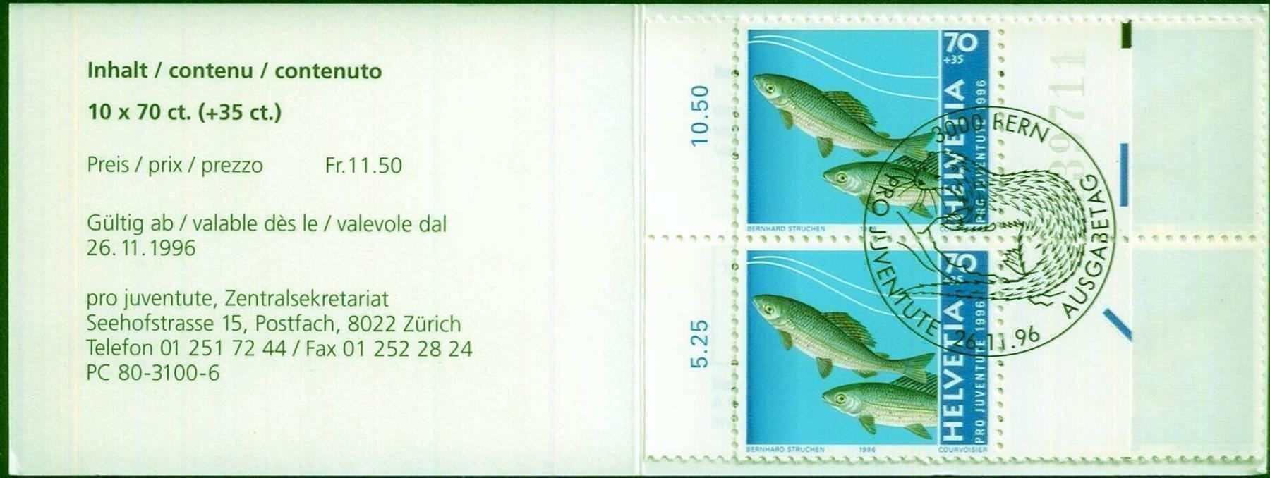 Tutti i francobolli: 1996 Pro Juventute MH ES KW 22.- – Usato da Eggersriet venduto da stamp303 1