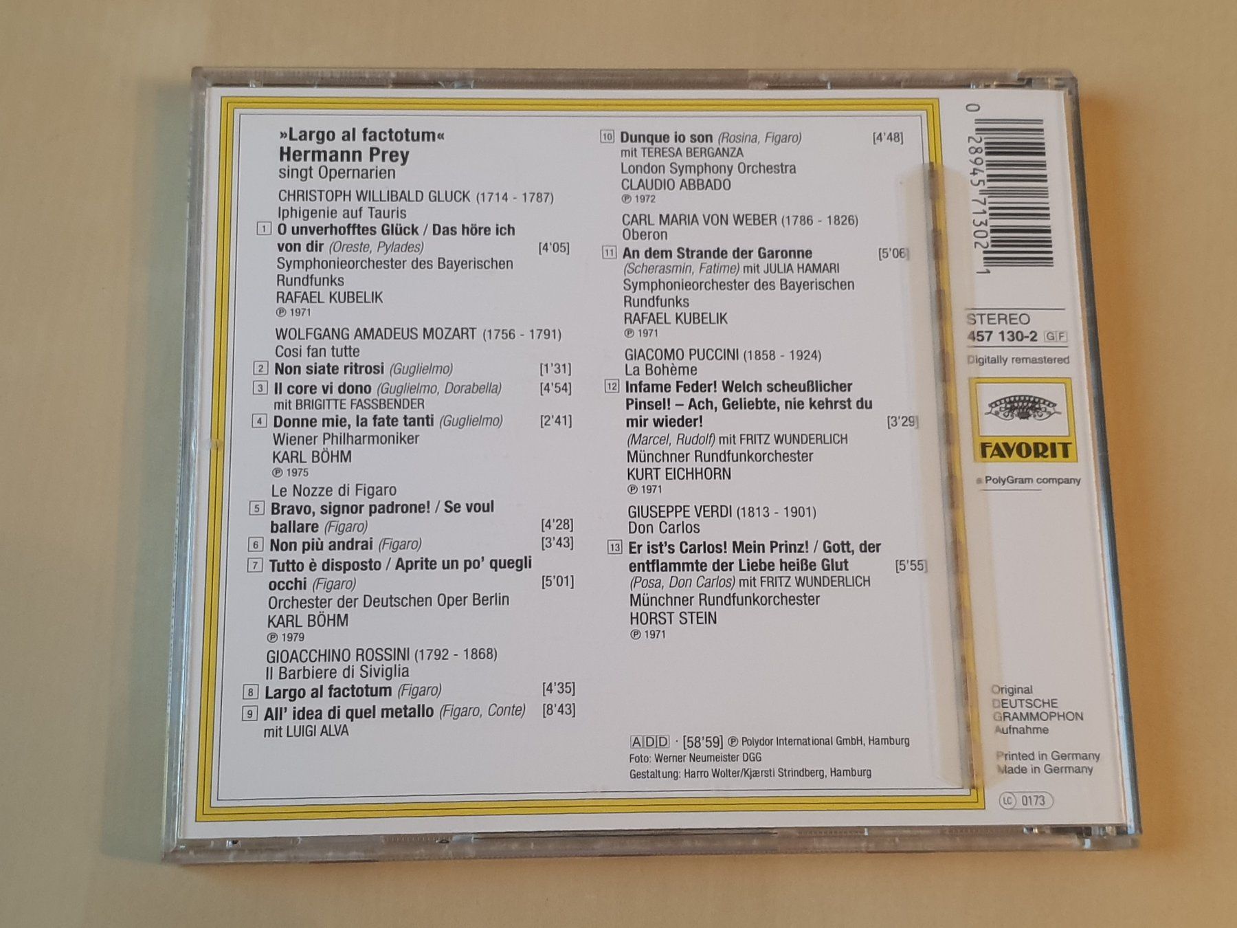 CD: Hermann Prey largo al factotum – Usato da Stansstad venduto da collectorsshop 1