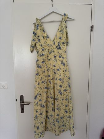 Bik Bok Elsa dress, size S, yellow floral summer dress