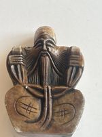 Figur Stein geschnitzt Schildkröte mit Mann Antik (S17)