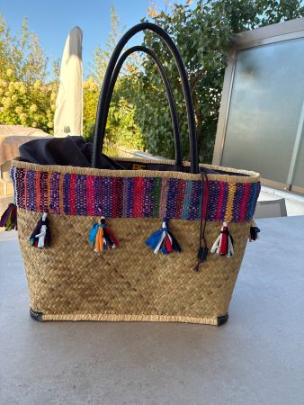 Korb-Tasche PE mit Quasten, NEU !