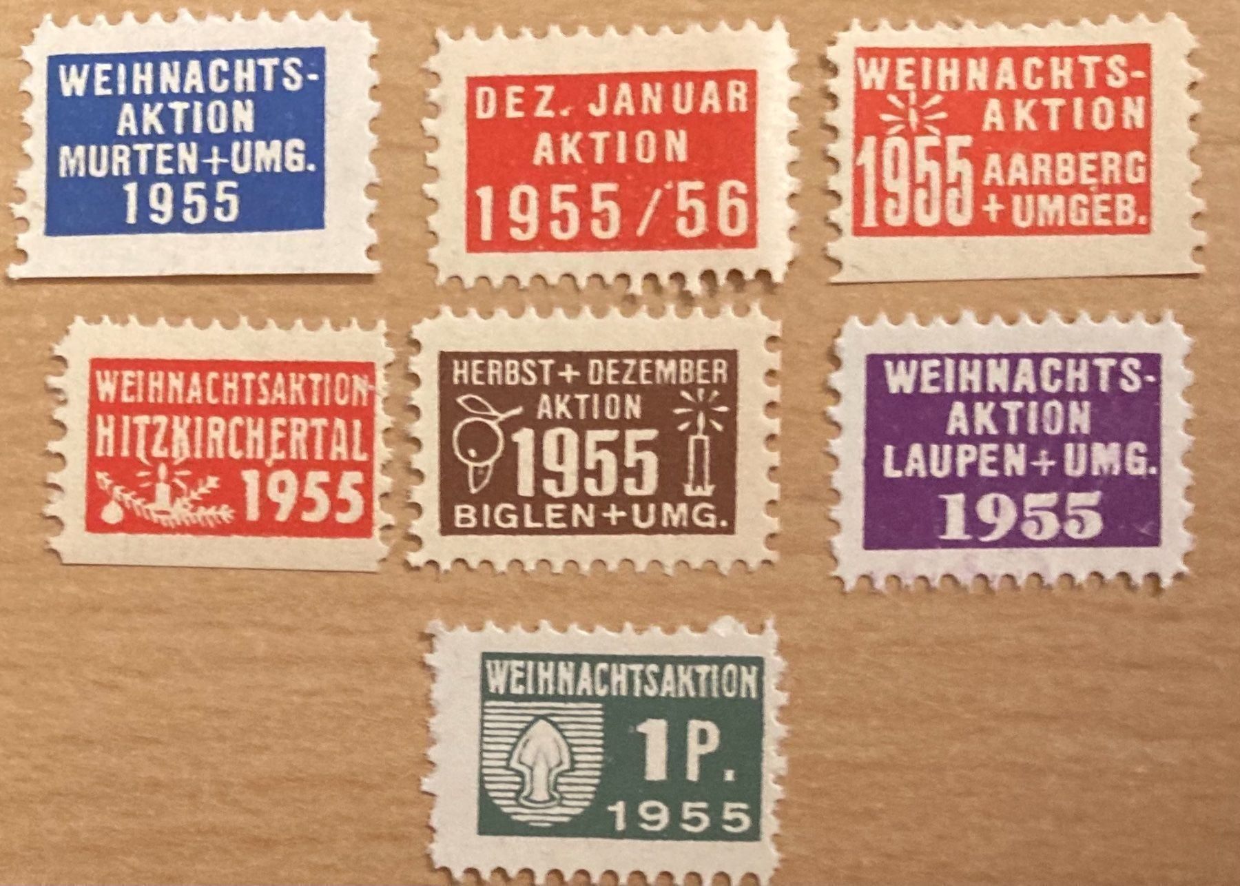 Tutti i francobolli: 7 Vignetten / Rabatt-Marken 1955 – Usato da Hunzenschwil venduto da nixnevis