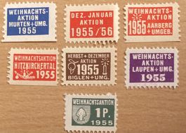 7 Vignetten / Rabatt-Marken 1955