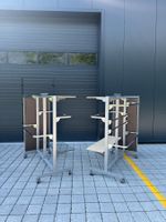 Portant modulable – Tablettes bois/verre – Sur roulettes