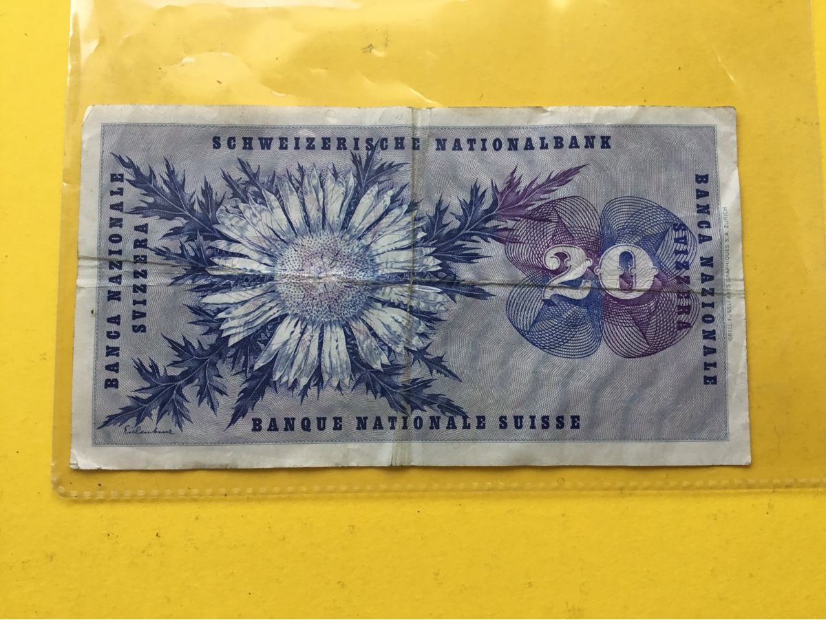Banconote: 20 Franken nötli 7 März 1973 – Usato da St. Margrethen SG venduto da alfapeugeot10 2
