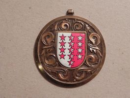 Medaille Schweiz Wappen Fahne  ca. 1975 Kanton Wallis VS