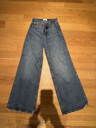 Wide Leg Jeans Zara Blue High Waist Size EU 34 Used