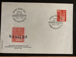 Schweiz 1969 Cachet+Stempel+Marke Zürich NAMEBA Motiv+Bahn