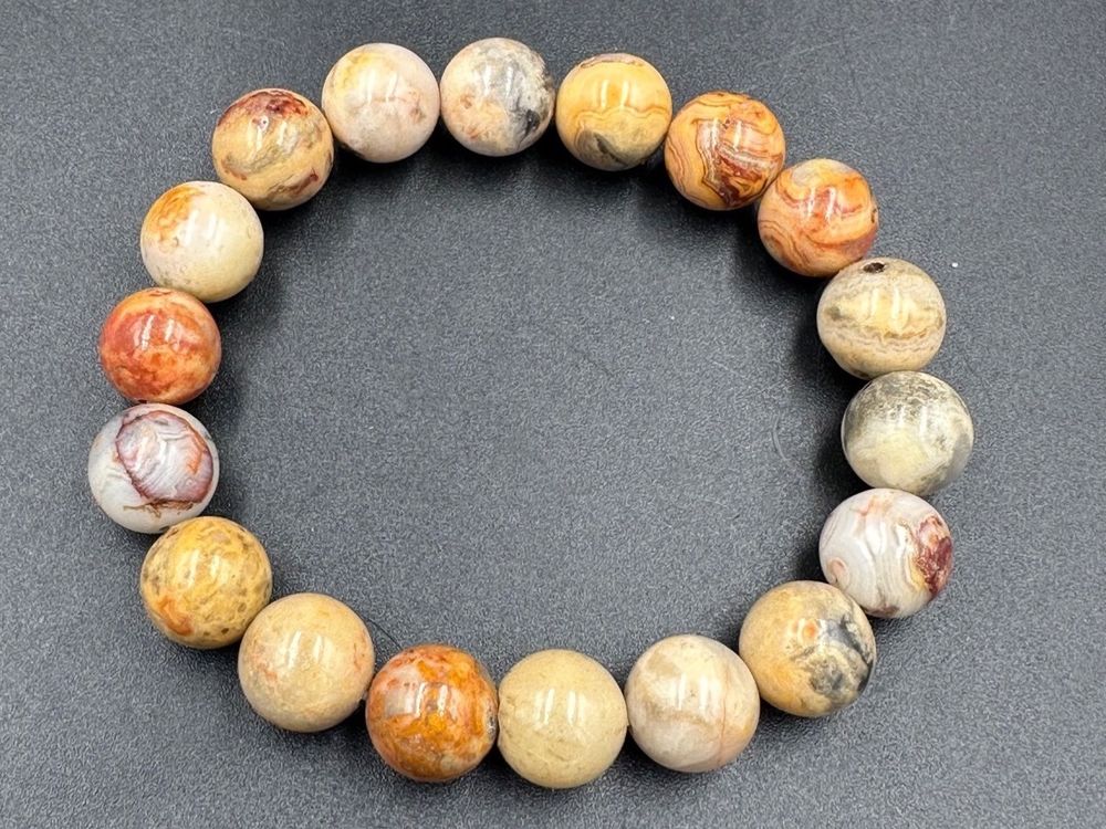 Aragonit Edelstein Armband – Beige-braune Kugeln, 8 Mm – Stretch-Armband, Größenwahl