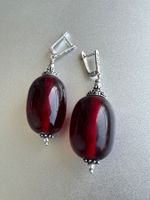 Vintage 925 Silber Ohrringe in Burgunderrot, Boho-Stl