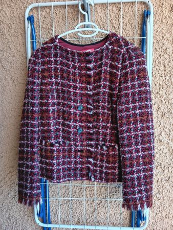 Laura Biagiotti Jacke Tweed rot kariert Gr. 42 guter Zust...