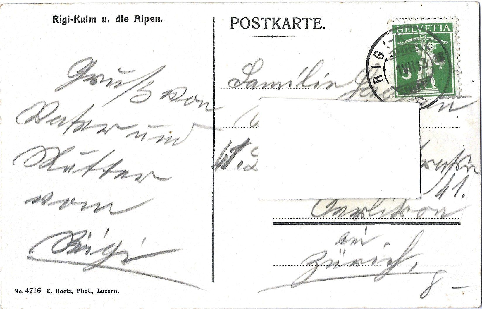 Ansichtskarten: Rigi-Kulm  u.  die  Alpen – Gebraucht aus Bütschwil von Jackson1A 1