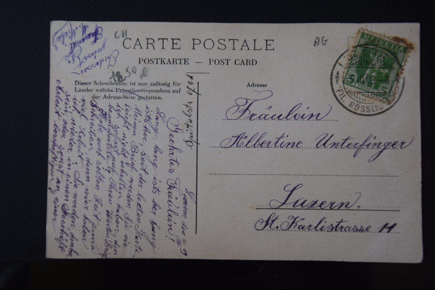 Cartes postales: AK Luzern Grendel 1908 – D'occasion à Luzern par CH2018 1