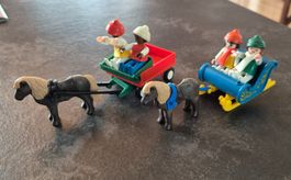 Playmobil 2 Schlitten & Wagen mit 2 Pferden & Figuren