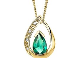 Halskette aus 9 kt 373 Gelbgold/Weißgold mit Tropfen Anhänge