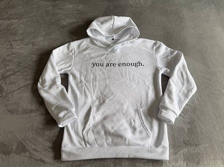 Weisser Hoodie L - "you are enough." - unisex