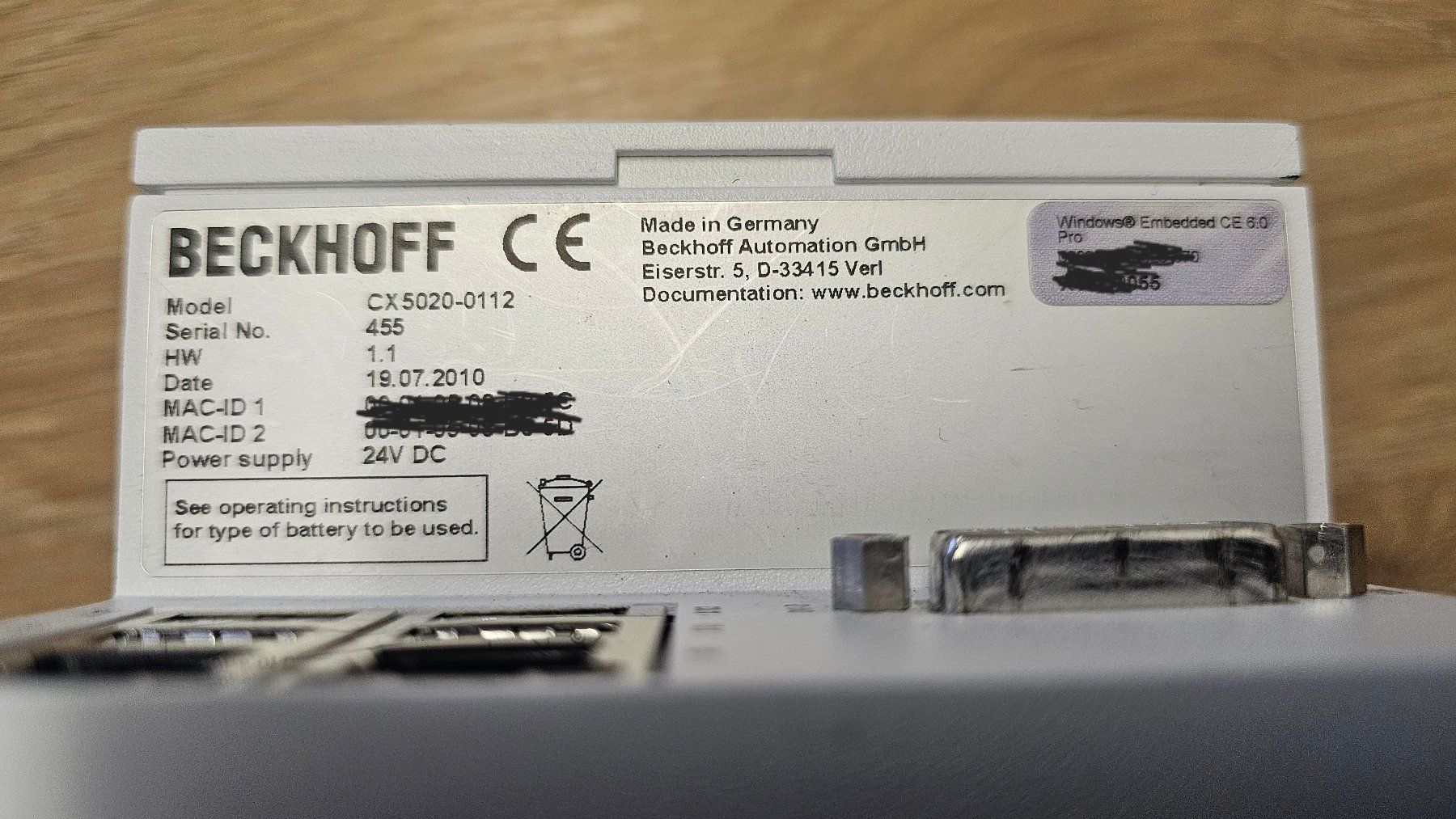 Beckhoff Sistema di controllo: Beckhoff CX5020 Embedded PC – Usato da Boniswil venduto da LakeSide_Boniswil 5