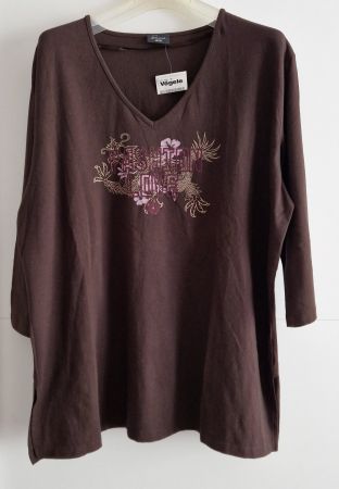 Grandiosa Shirt braun mit Print „Fashion Love“ Gr.48/50 NEU!