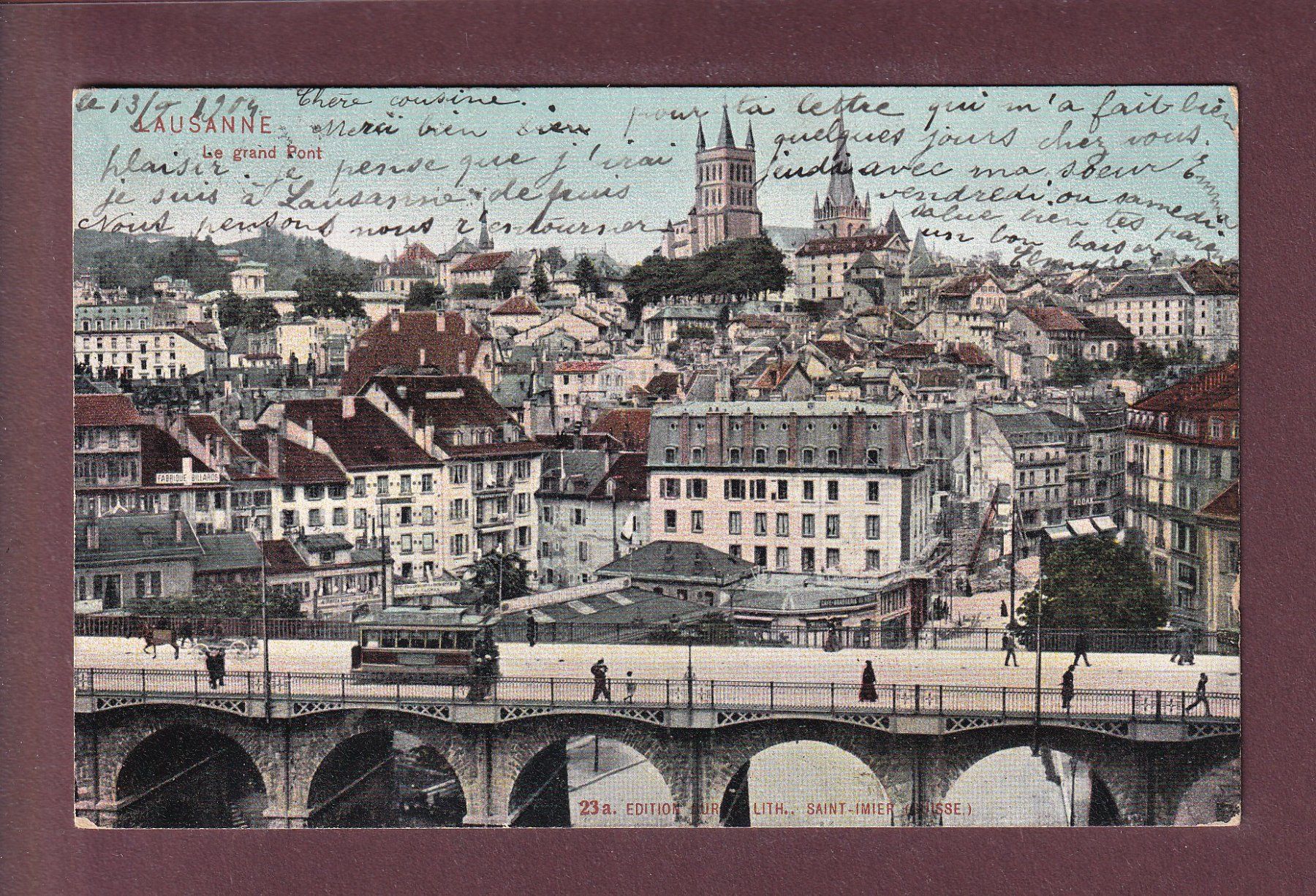 Cartoline postali: LAUSANNE - Grand Pont - tram - 1904 – Usato da Pully venduto da nicecards